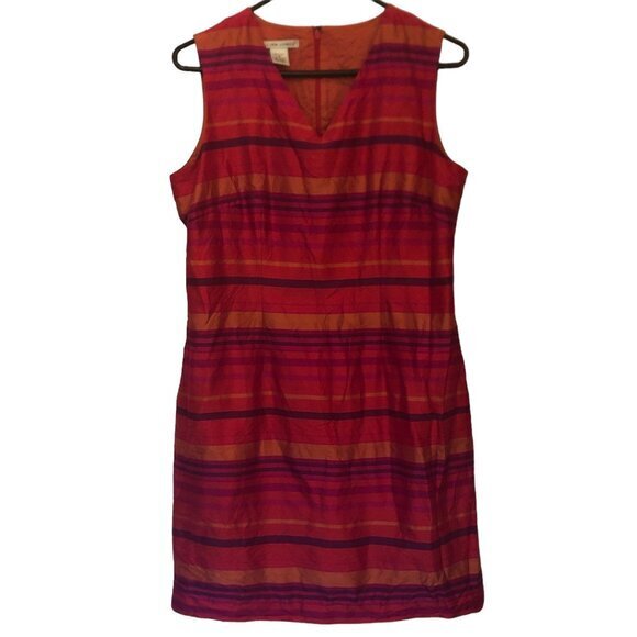 Vintage Jillian Jones 100% silk striped shift dress sz 8 - Picture 5 of 12